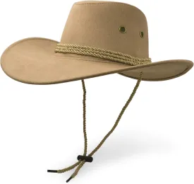 Cowboy Hat, Sun Hat Faux Felt Leather Suede Travel Cap Western Hat Outdoor Sun Protect