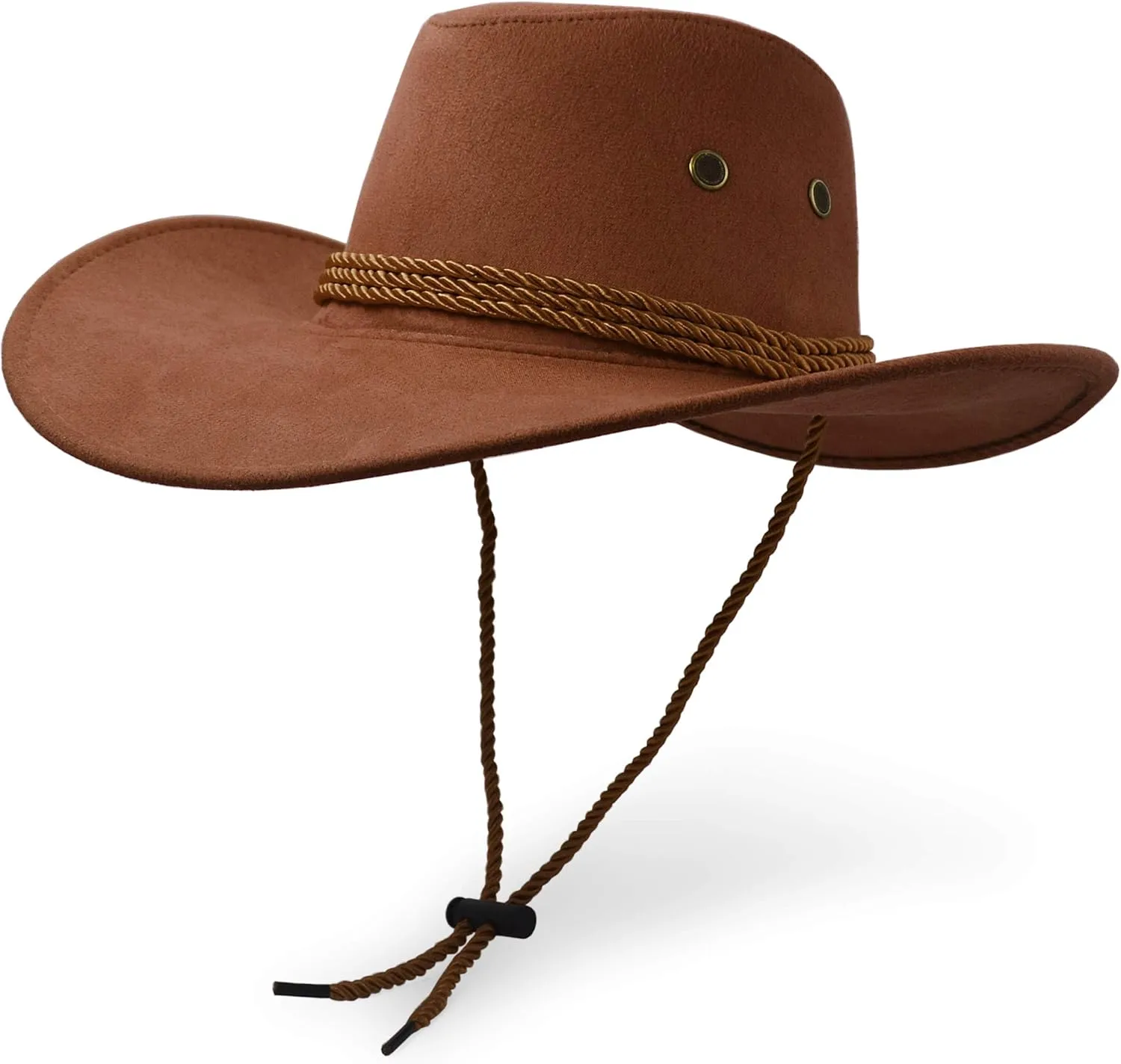 Cowboy Hat, Sun Hat Faux Felt Leather Suede Travel Cap Western Hat Outdoor Sun Protect