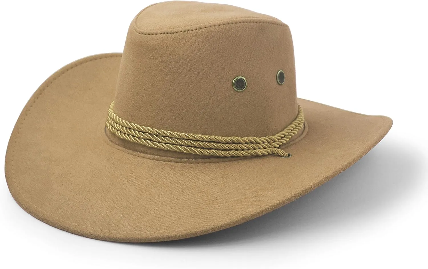 Cowboy Hat, Sun Hat Faux Felt Leather Suede Travel Cap Western Hat Outdoor Sun Protect