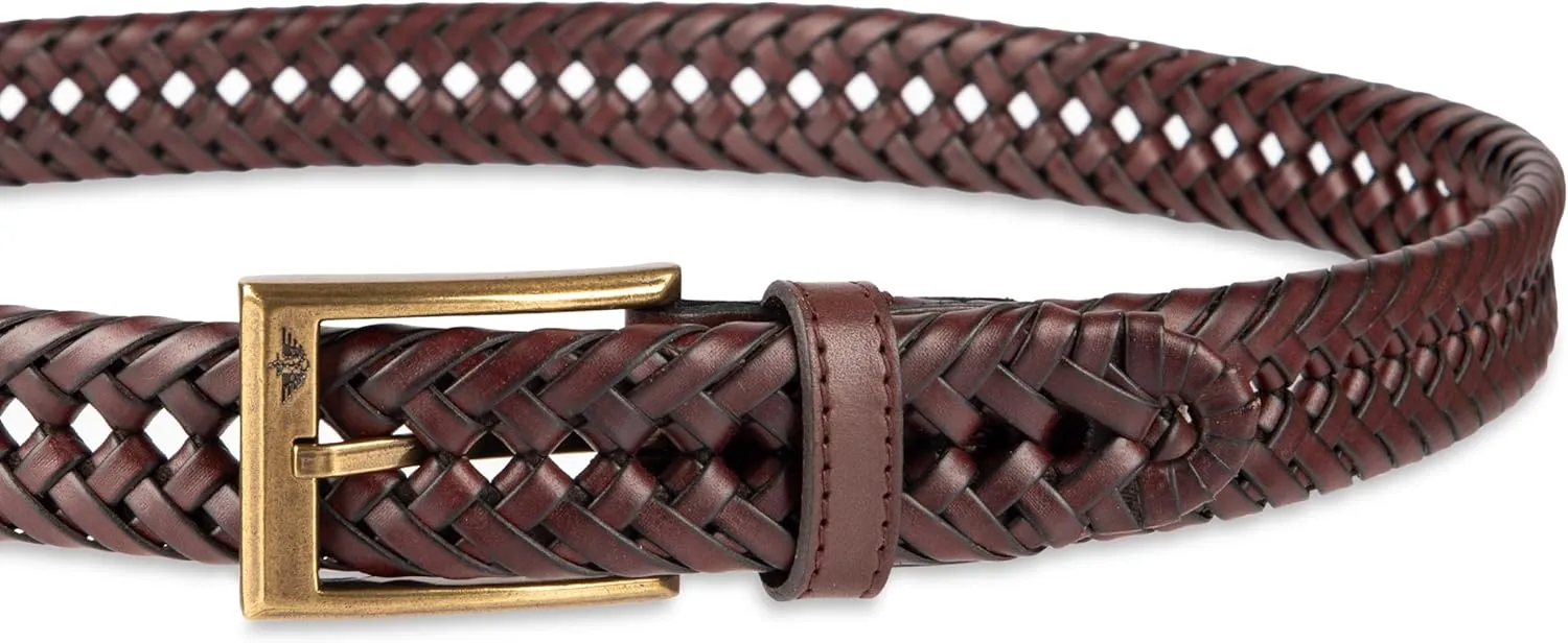 Dockers Mens Leather Braided Fully Adjustable Belt