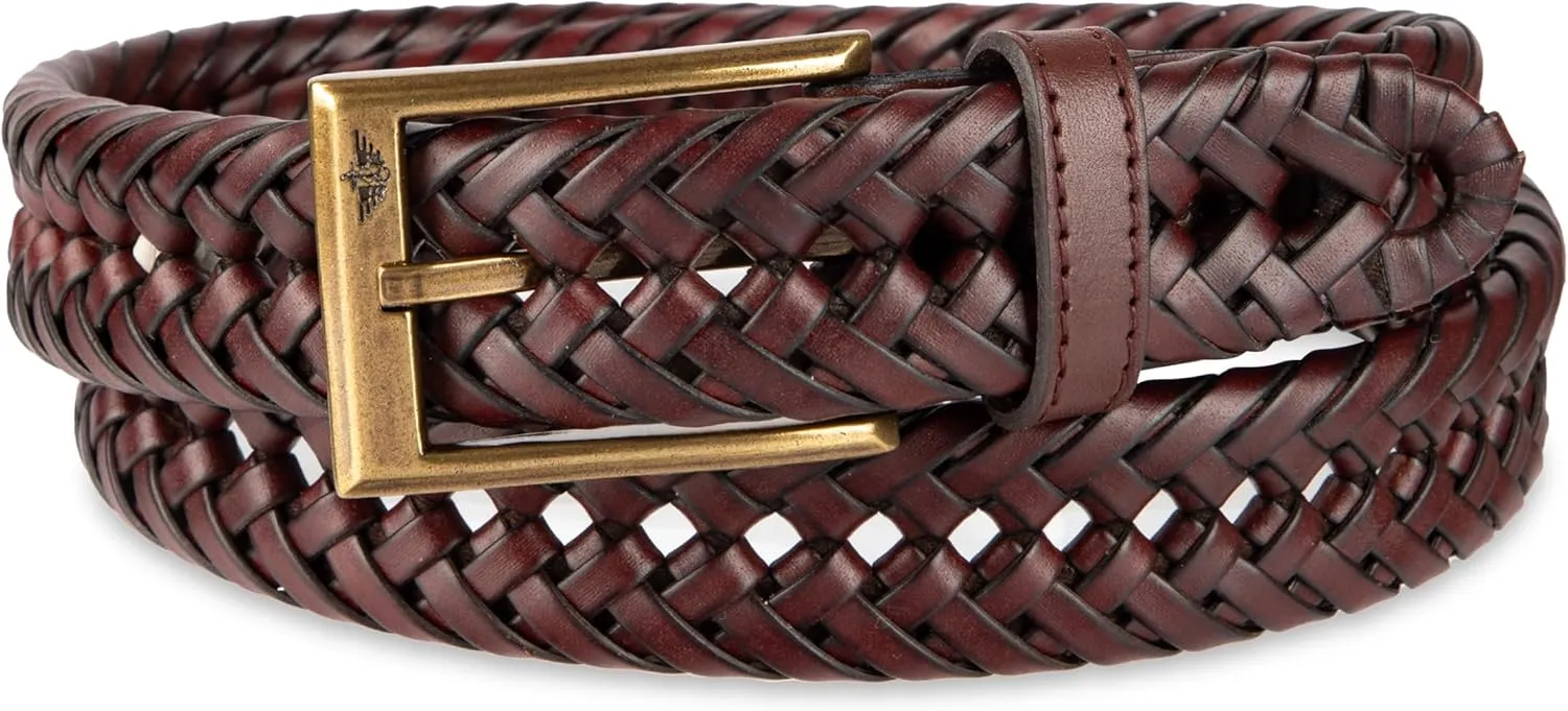 Dockers Mens Leather Braided Fully Adjustable Belt