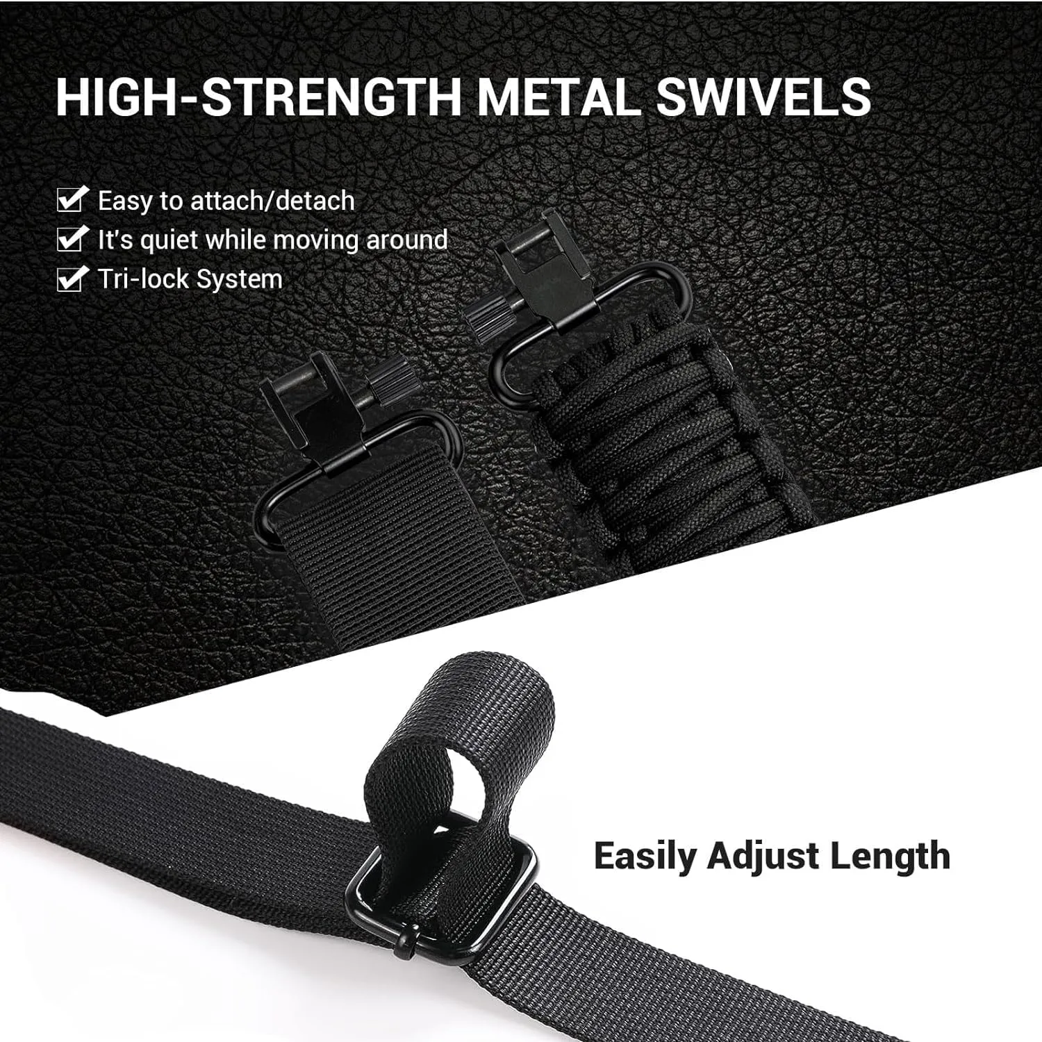 Double Woven Paracord Gun Rifle Sling with Non Slip Adjustable Strap