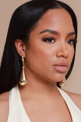Drip Drop Long Teardrop Earrings - Gold
