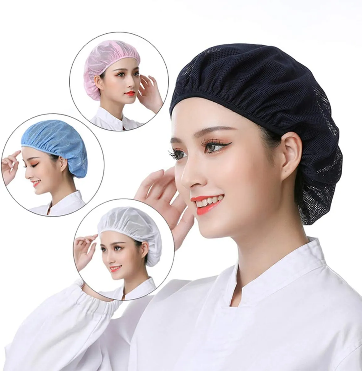 DXYAKY 6pcs Unisex Elastic Chef Hat Kitchen Cooking Hat Food Service Hair Nets Adjustable Mesh Cap