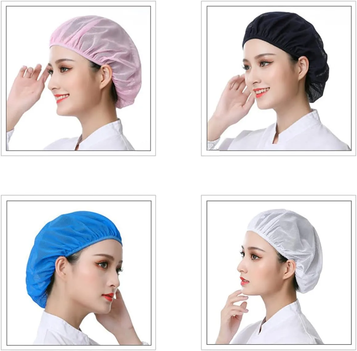 DXYAKY 6pcs Unisex Elastic Chef Hat Kitchen Cooking Hat Food Service Hair Nets Adjustable Mesh Cap