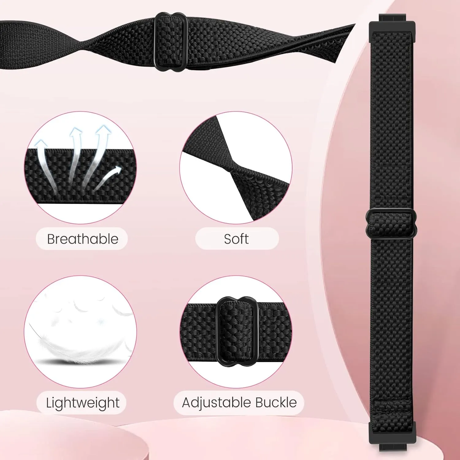 Elastic Watch Band Compatible with Fitbit Inspire /3/2/HR/Ace 2/3, Soft Nylon Sport Wristband Replacement Straps For Women & Men