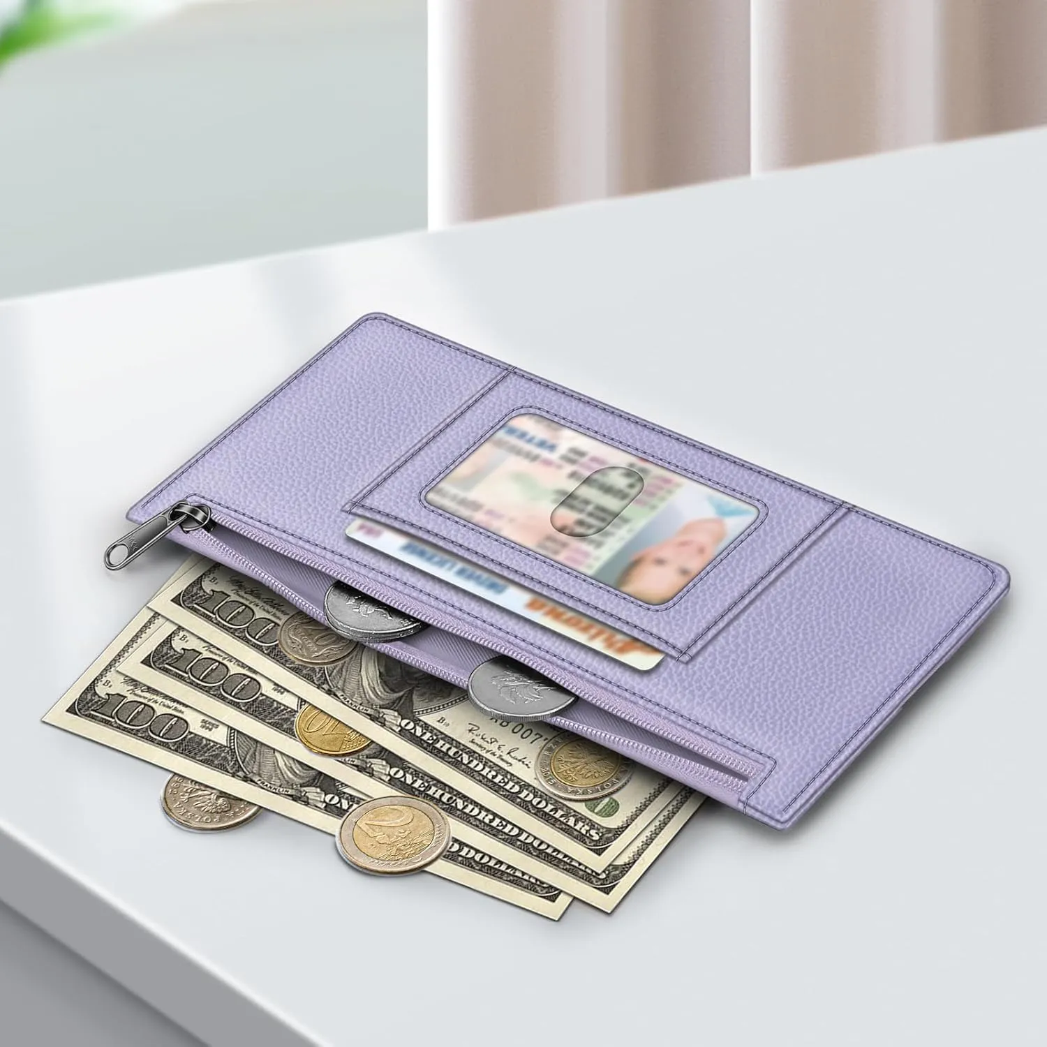Fintie Slim Credit Card Wallet Holder Change Pouch, RFID Blocking Business Cards Cases with Zipper Pocket for Cash, Coin, Receipt