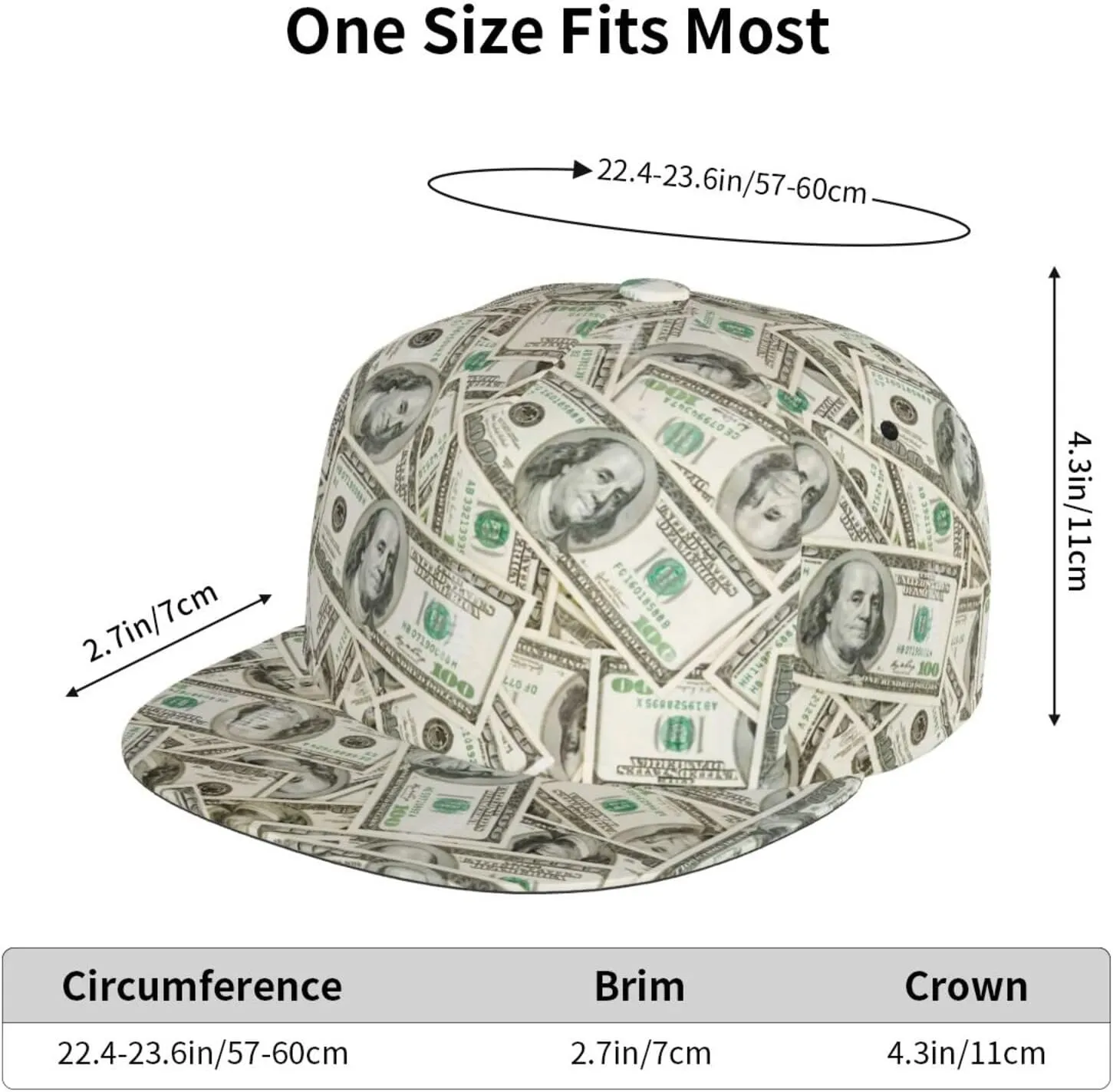 Funny Baseball Cap, Flat-Brimmed Hat, Adjustable Snapback Hat for Men and Women