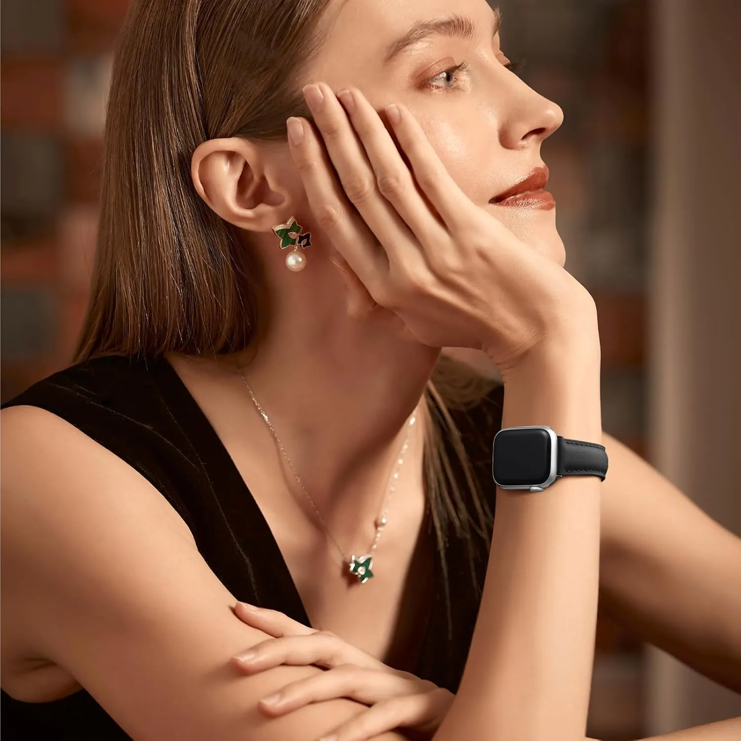 GEAK Leather Band Compatible with Apple Watch Bands for Women 40mm 41mm 38mm 42mm 44mm 45mm 46mm 49mm Men, Top Grain Genuine Leather Strap Wristband for iWatch Series 10 9 8 7 6 5 4 3 2 1 SE Ultra