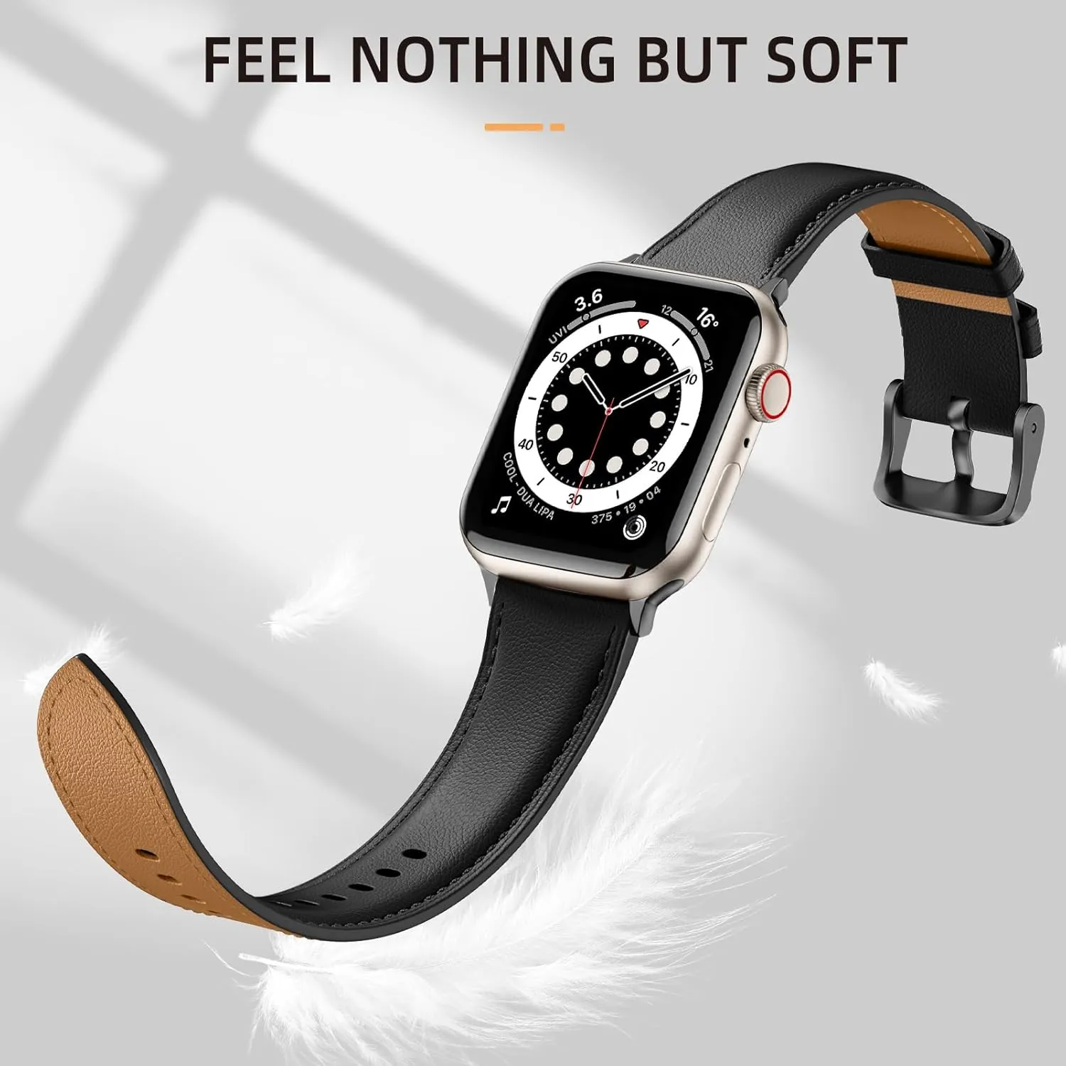 GEAK Leather Band Compatible with Apple Watch Bands for Women 40mm 41mm 38mm 42mm 44mm 45mm 46mm 49mm Men, Top Grain Genuine Leather Strap Wristband for iWatch Series 10 9 8 7 6 5 4 3 2 1 SE Ultra
