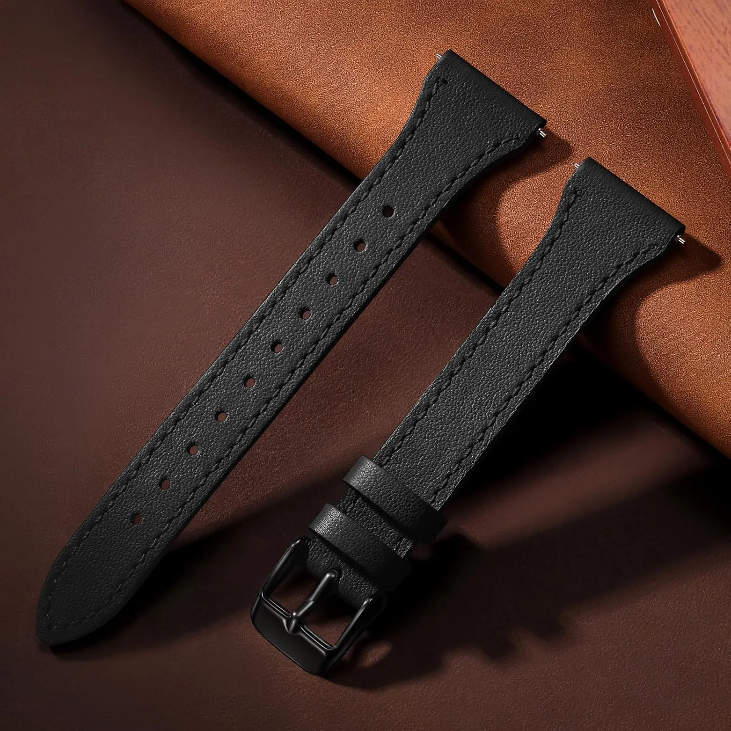 GEAK Slim Leather Band Compatible with Galaxy Watch 7 Band/6 5 4 FE 40mm 44mm/5 pro 45mm/Classic/Galaxy Active 2, 20mm Genuine Leather Strap with Quick Release Buckle for Samsung Watch Bands Women
