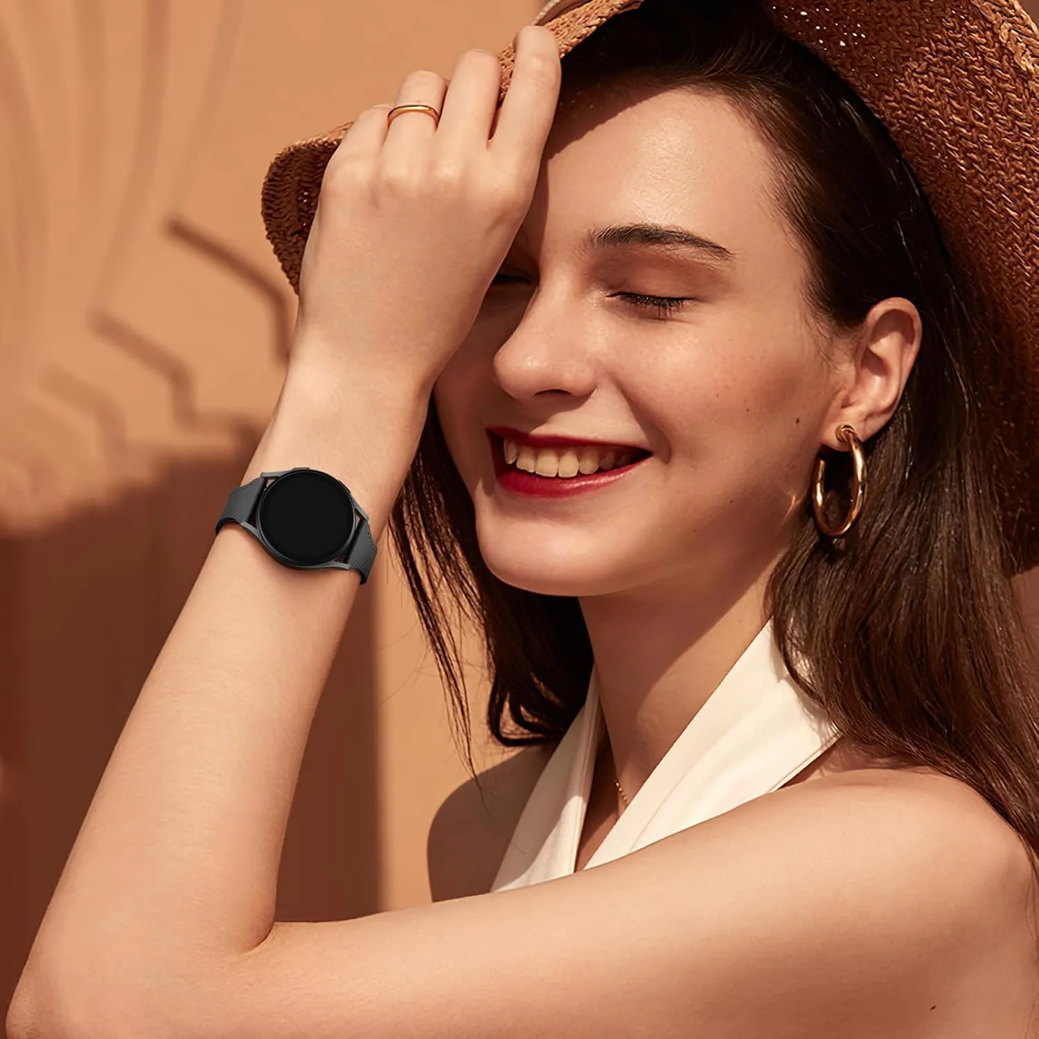 GEAK Slim Leather Band Compatible with Galaxy Watch 7 Band/6 5 4 FE 40mm 44mm/5 pro 45mm/Classic/Galaxy Active 2, 20mm Genuine Leather Strap with Quick Release Buckle for Samsung Watch Bands Women