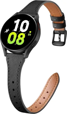 GEAK Slim Leather Band Compatible with Galaxy Watch 7 Band/6 5 4 FE 40mm 44mm/5 pro 45mm/Classic/Galaxy Active 2, 20mm Genuine Leather Strap with Quick Release Buckle for Samsung Watch Bands Women