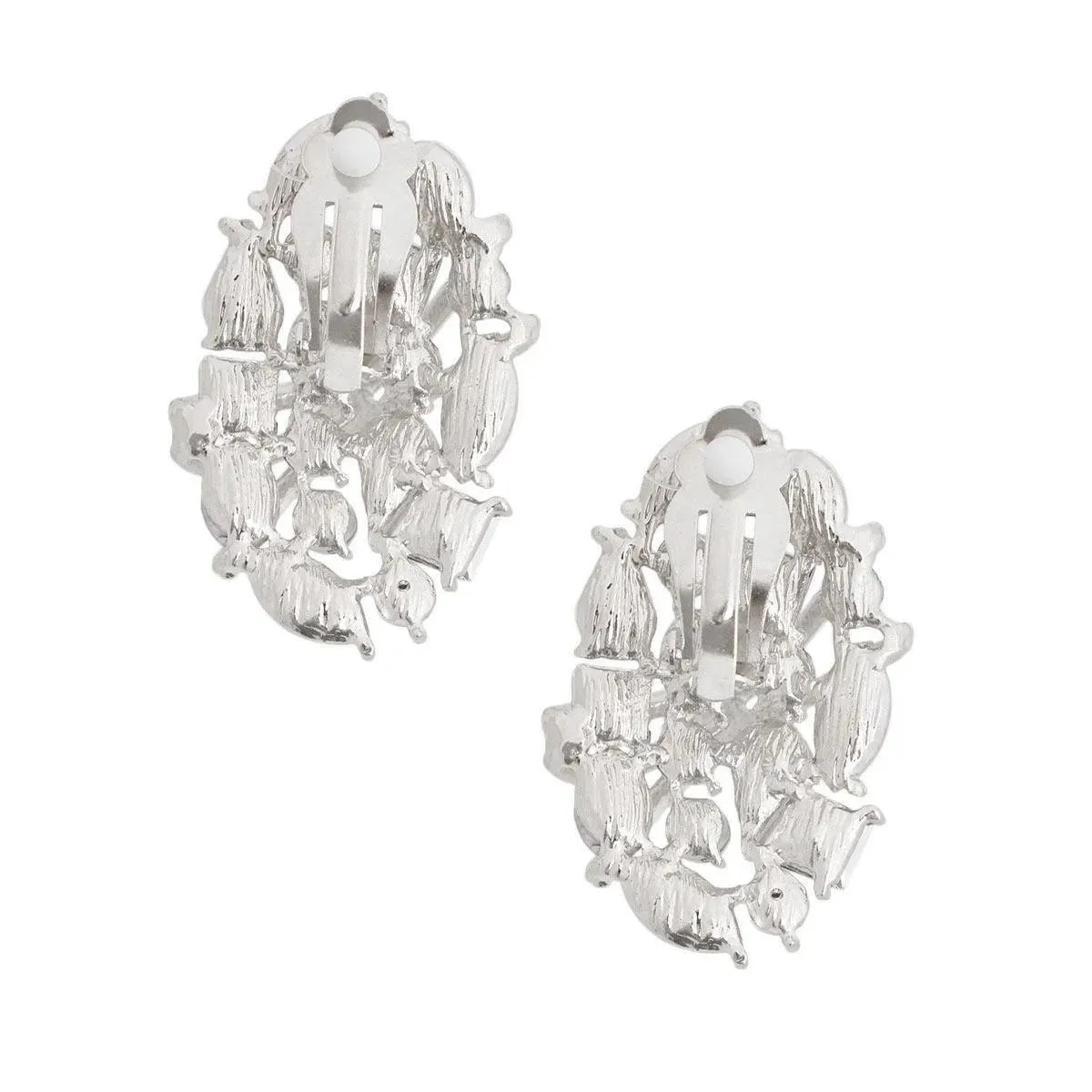 Get the Look: Clear Rhodium Oval Clip Earrings for Retro Vibes