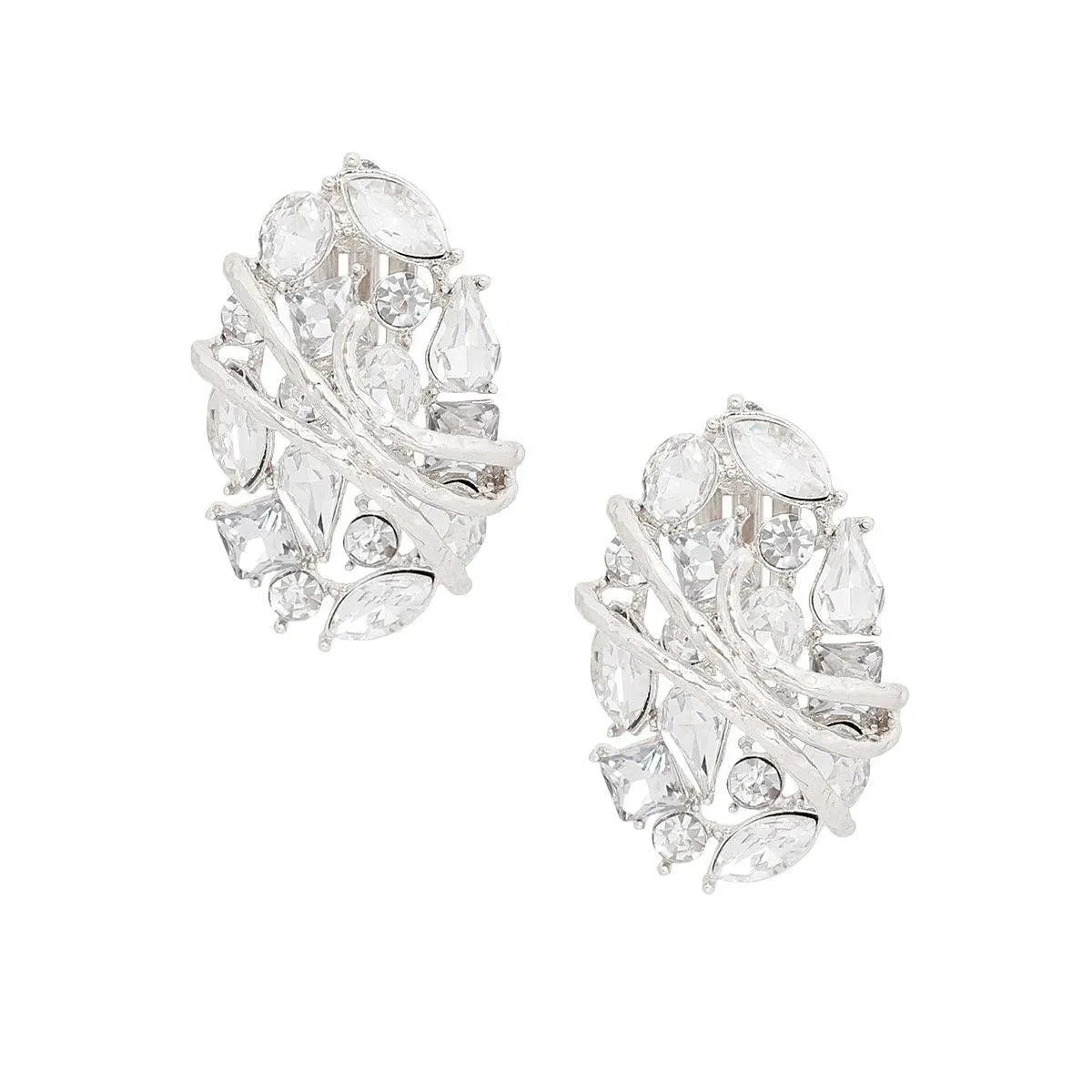 Get the Look: Clear Rhodium Oval Clip Earrings for Retro Vibes