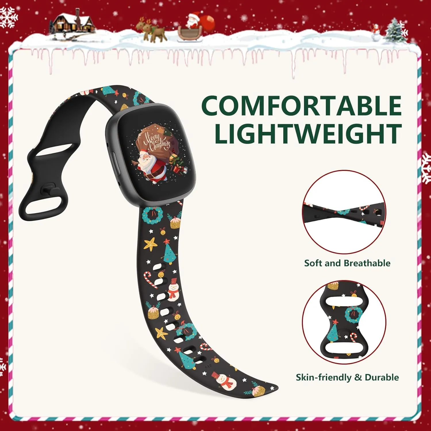 Getino Sport Band Compatible with Fitbit Versa 4 Bands/Versa 3 Bands & Fitbit Sense Bands/Sense 2 Bands for Women Men, Soft Replacement Strap Accessories for Fitbit Sense/Sense 2/Versa 4/Versa 3 Watch