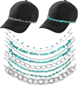 Geyoga 9 Pcs Trucker Hat Chains Bill Decoration Hat Charms Detachable DIY Metal Chains for Women Man Decorating Supplies