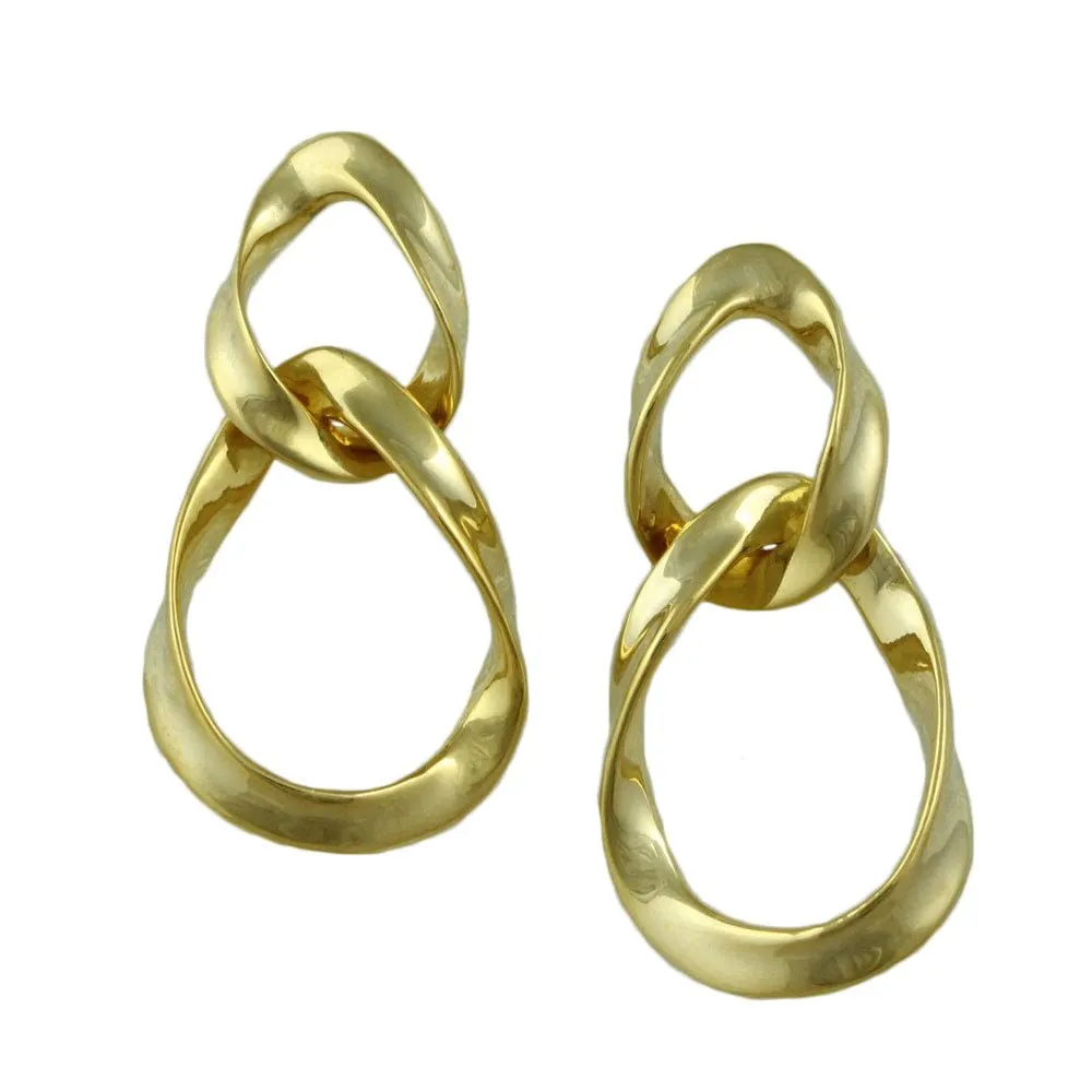 Gold Intertwined Twisted Open Teardrops Pierced Earring - MEC208