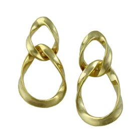 Gold Intertwined Twisted Open Teardrops Pierced Earring - MEC208