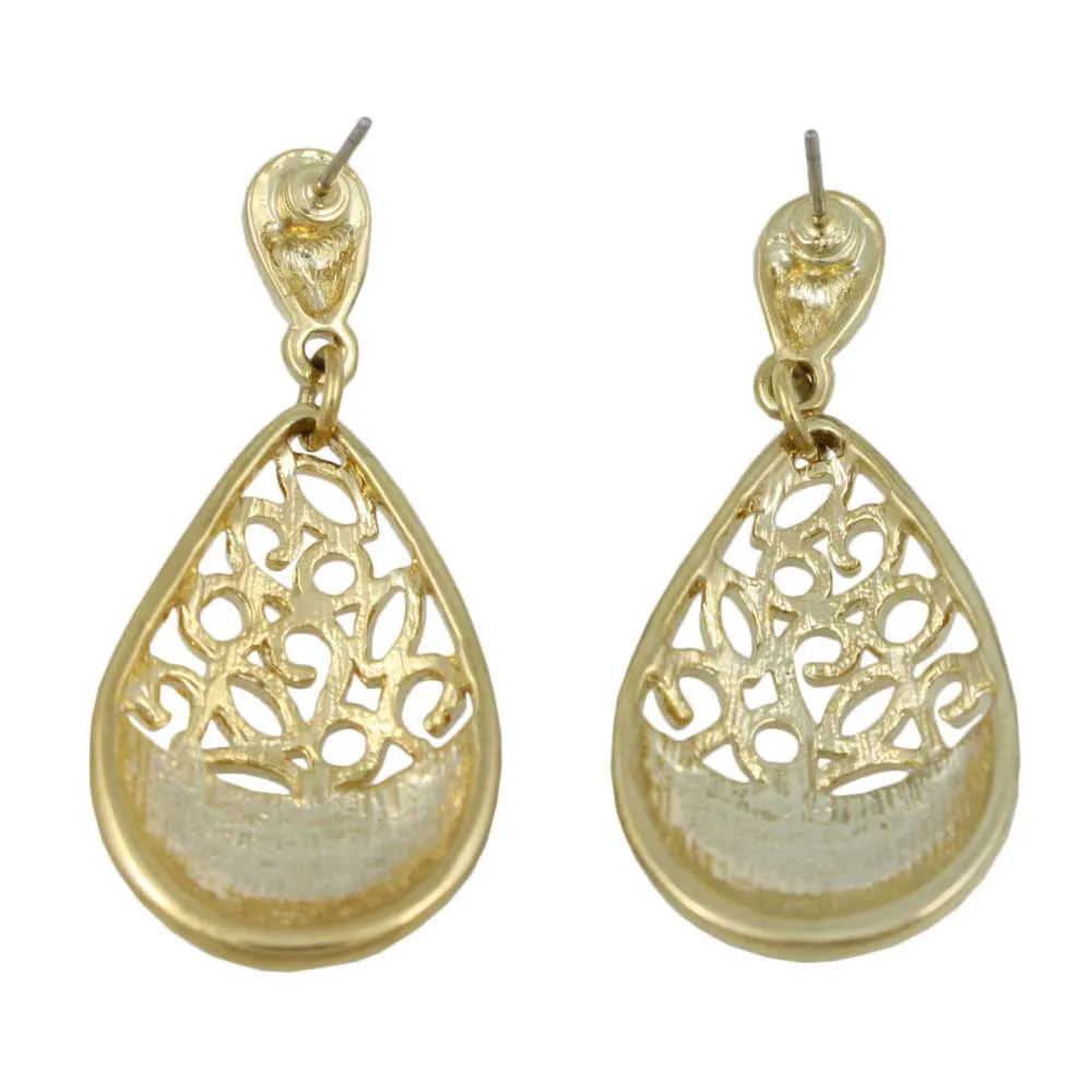 Green Enamel and Crystal Filigree Teardrop Dangle Earring - REE404GN