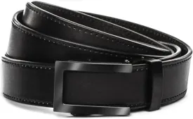 Handcrafted Mens Ratchet Dress Belt Customizable Fit, Matte Black