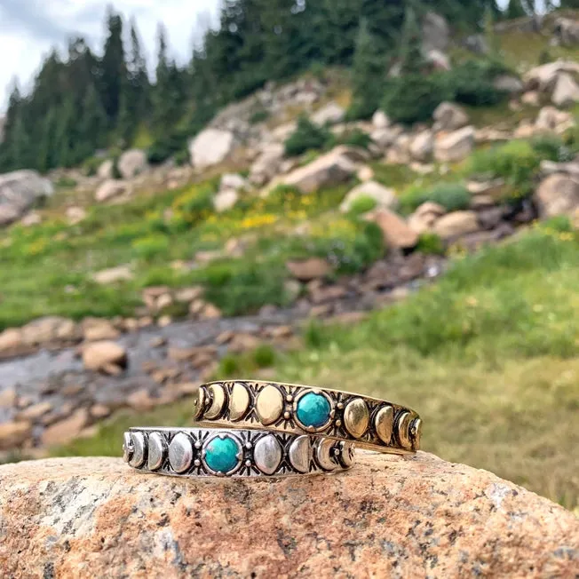 Hiouchi Moon Phases Cuff Bracelet | Turquoise | Gold   Silver