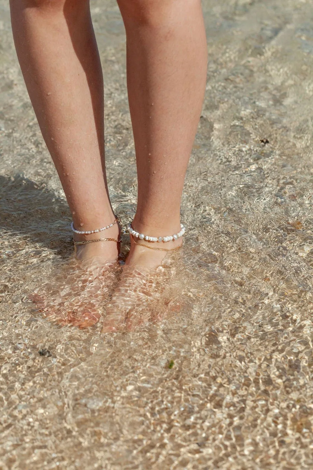 Keshi Pearl Puka Shell Anklet - Poa