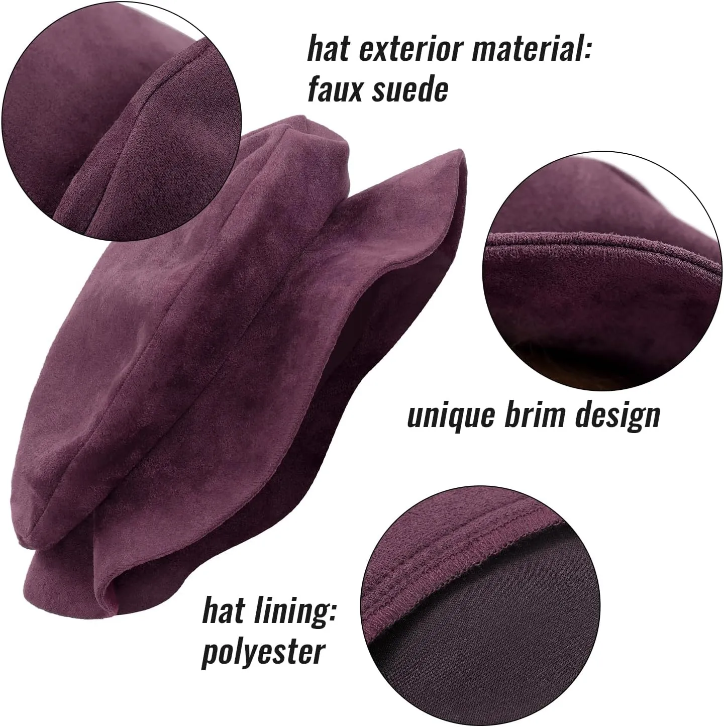 KUOIN Medieval Beret Tudor Flat Cap Faux Suede Bonnet Unisex Renaissance Hat Ren Faire Costume Accessories