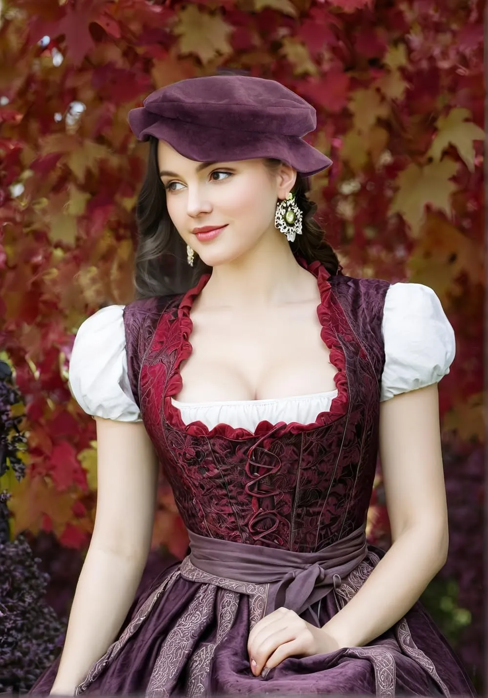 KUOIN Medieval Beret Tudor Flat Cap Faux Suede Bonnet Unisex Renaissance Hat Ren Faire Costume Accessories