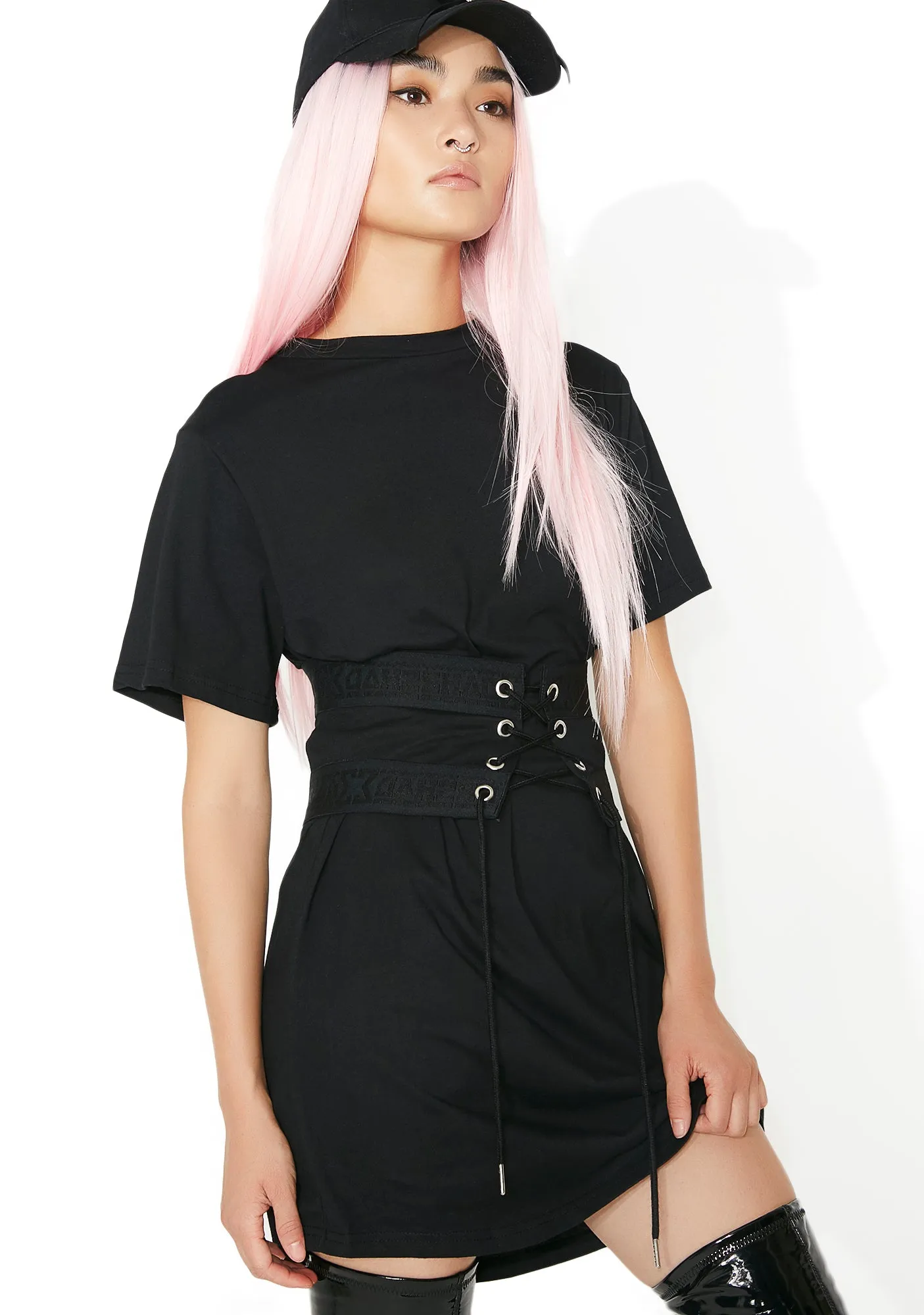 Lace Up Cincher T Dress