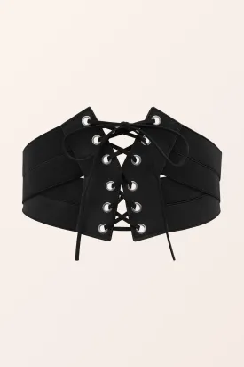 Lattice Corset Elastic Belt - Black