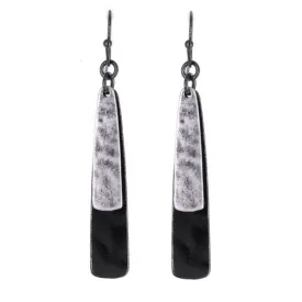 Layered Black & Silver Teardrop Dangle Earrings