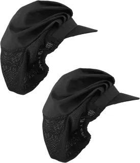 Lusofie 2Pcs Chef Hat Kitchen Baker Cooking Chef Cap Black Food Service Hairnets for Women Men with Brim