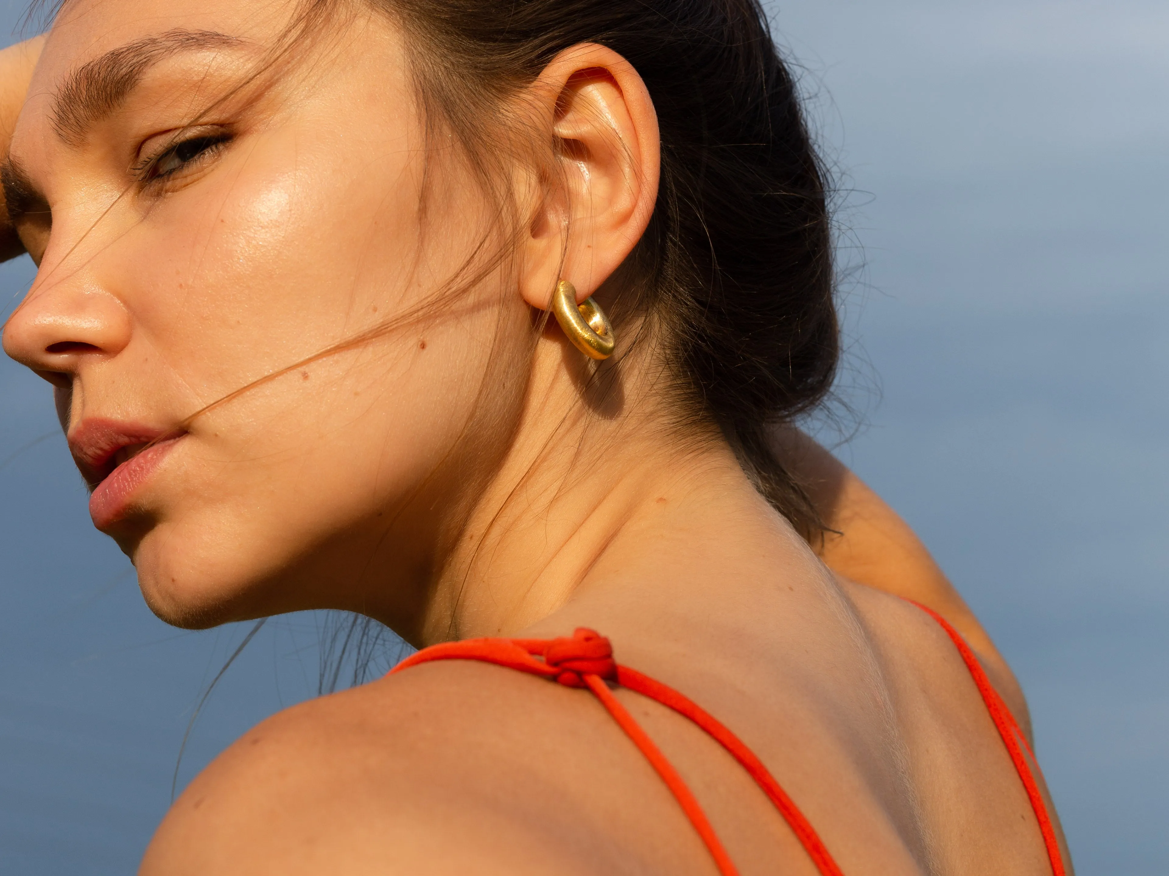 Matte 'Donut' Satin Hoop earrings - Gold