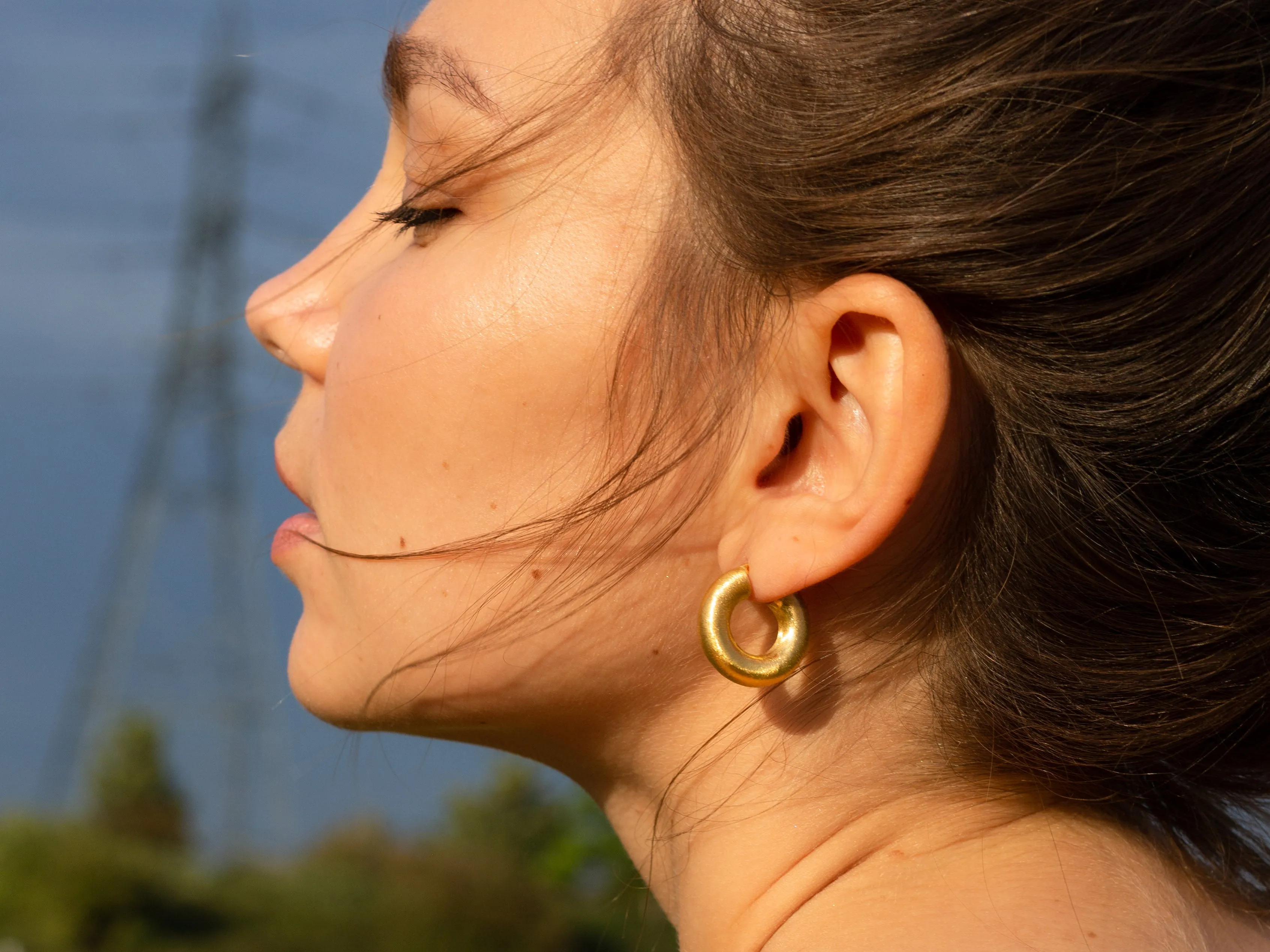 Matte 'Donut' Satin Hoop earrings - Gold