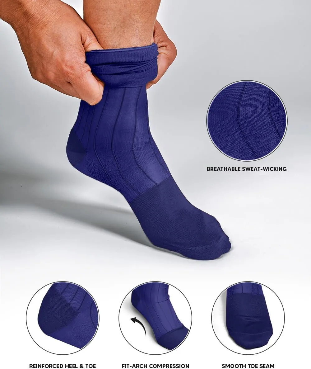 Men??s Ribbed Sheer Nylon Anklet Dress Socks - Soft, Breathable, Reinforced, No-Slip Comfort (3-Pack)