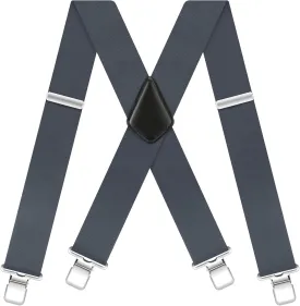 Men's Suspenders Heavy Duty Suspenders for Men Braces 2 inch Wide Clips High Elastic X Style Adjustable Work Suspenders