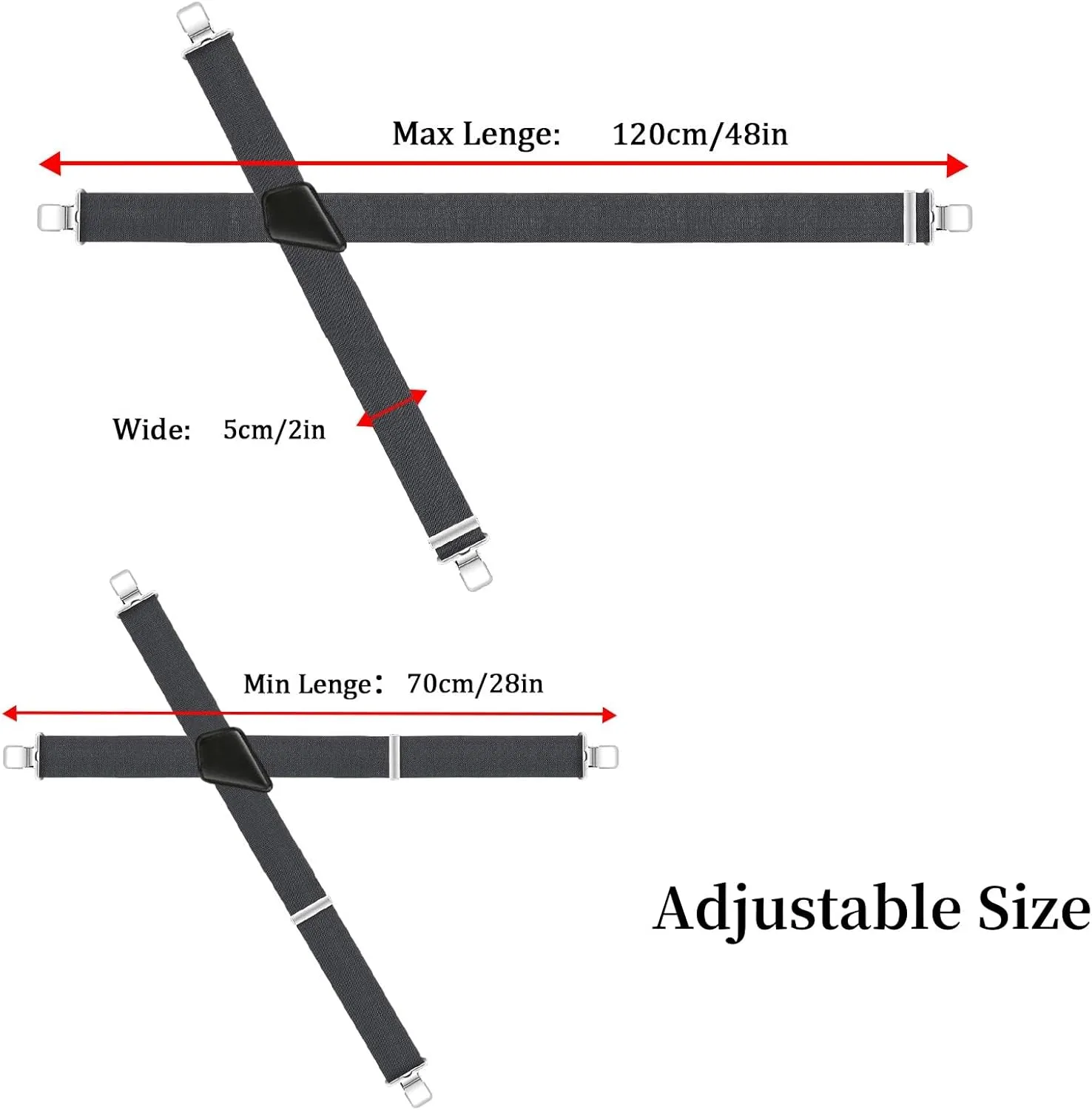 Men's Suspenders Heavy Duty Suspenders for Men Braces 2 inch Wide Clips High Elastic X Style Adjustable Work Suspenders