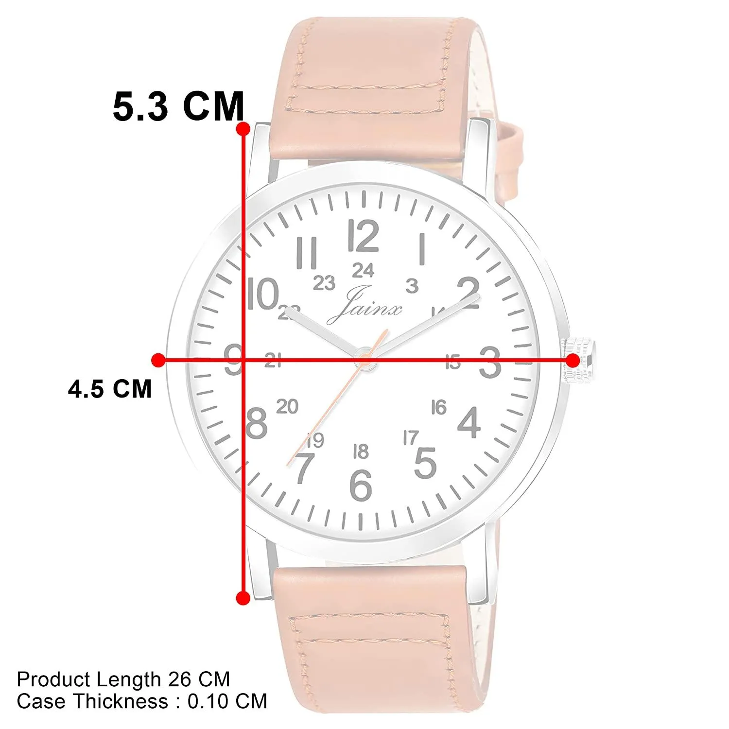 Men's White Dial Leather Strap Analog Watch - JM7144