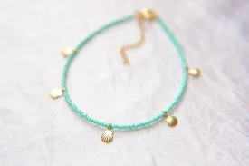 Mermaid Cove Seed Beaded Sea Shell Charms Anklet