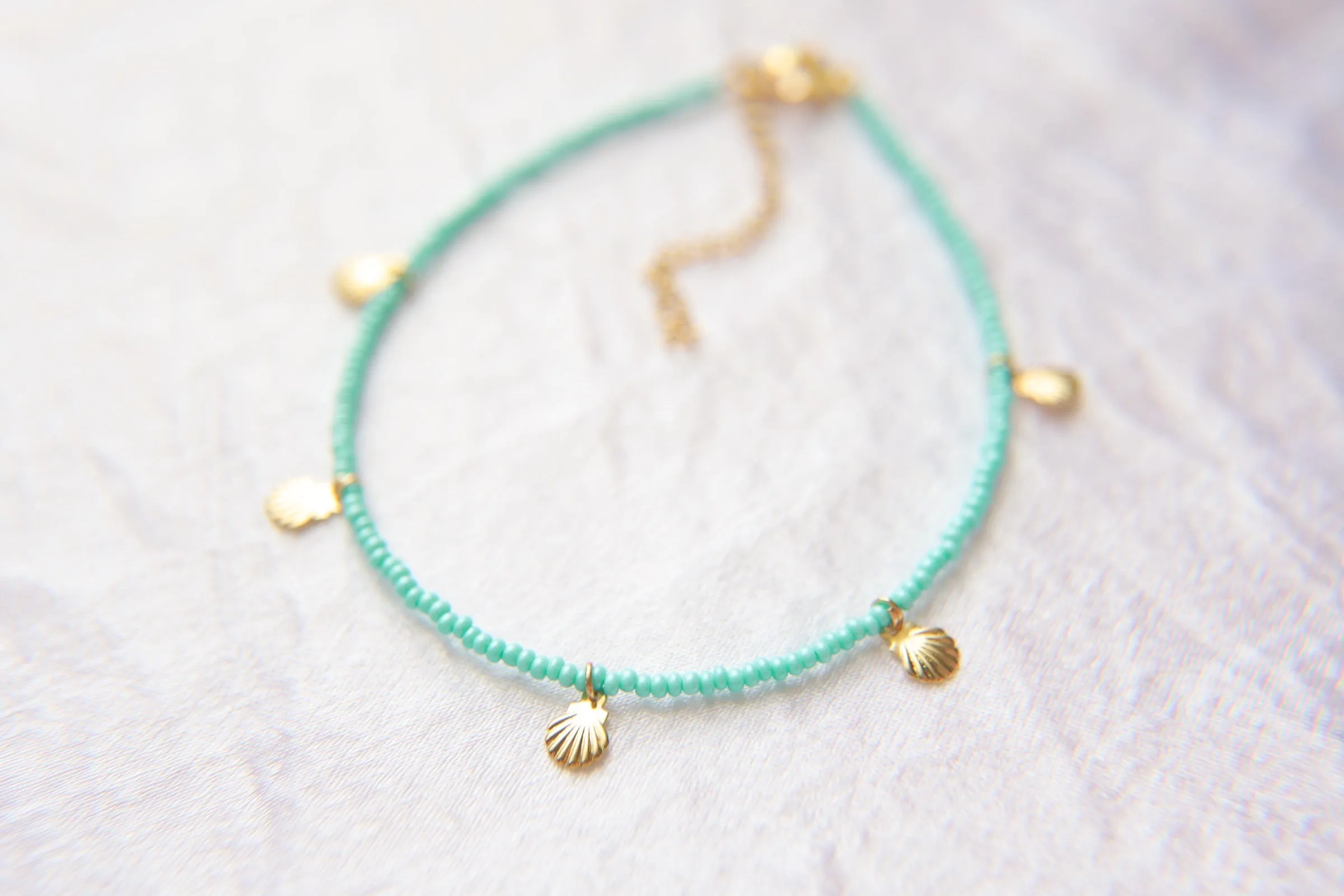 Mermaid Cove Seed Beaded Sea Shell Charms Anklet