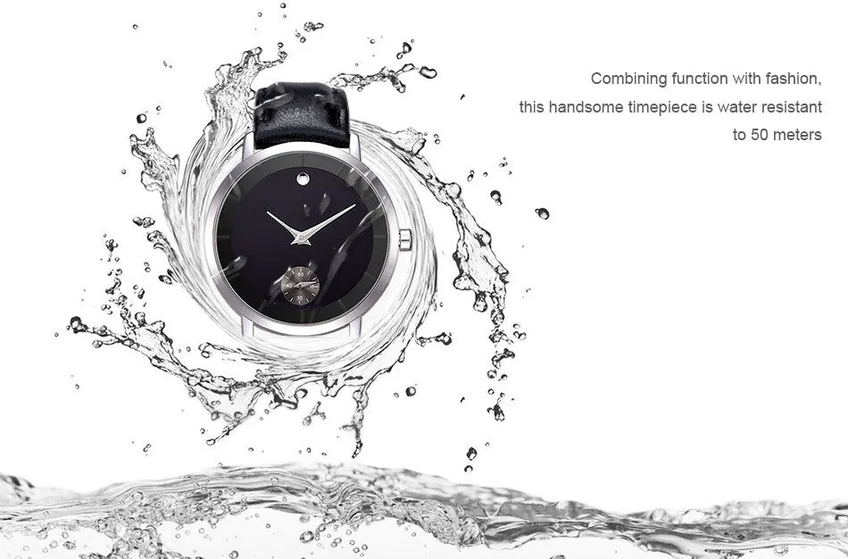 Minimalist Dial Waterproof Leather Wristwatch