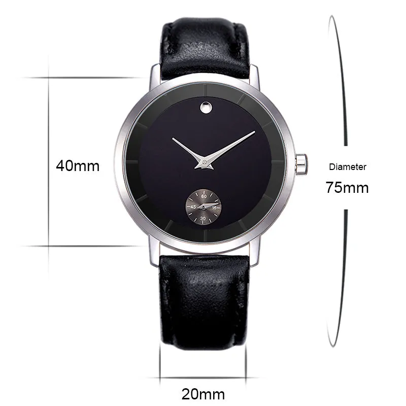 Minimalist Dial Waterproof Leather Wristwatch