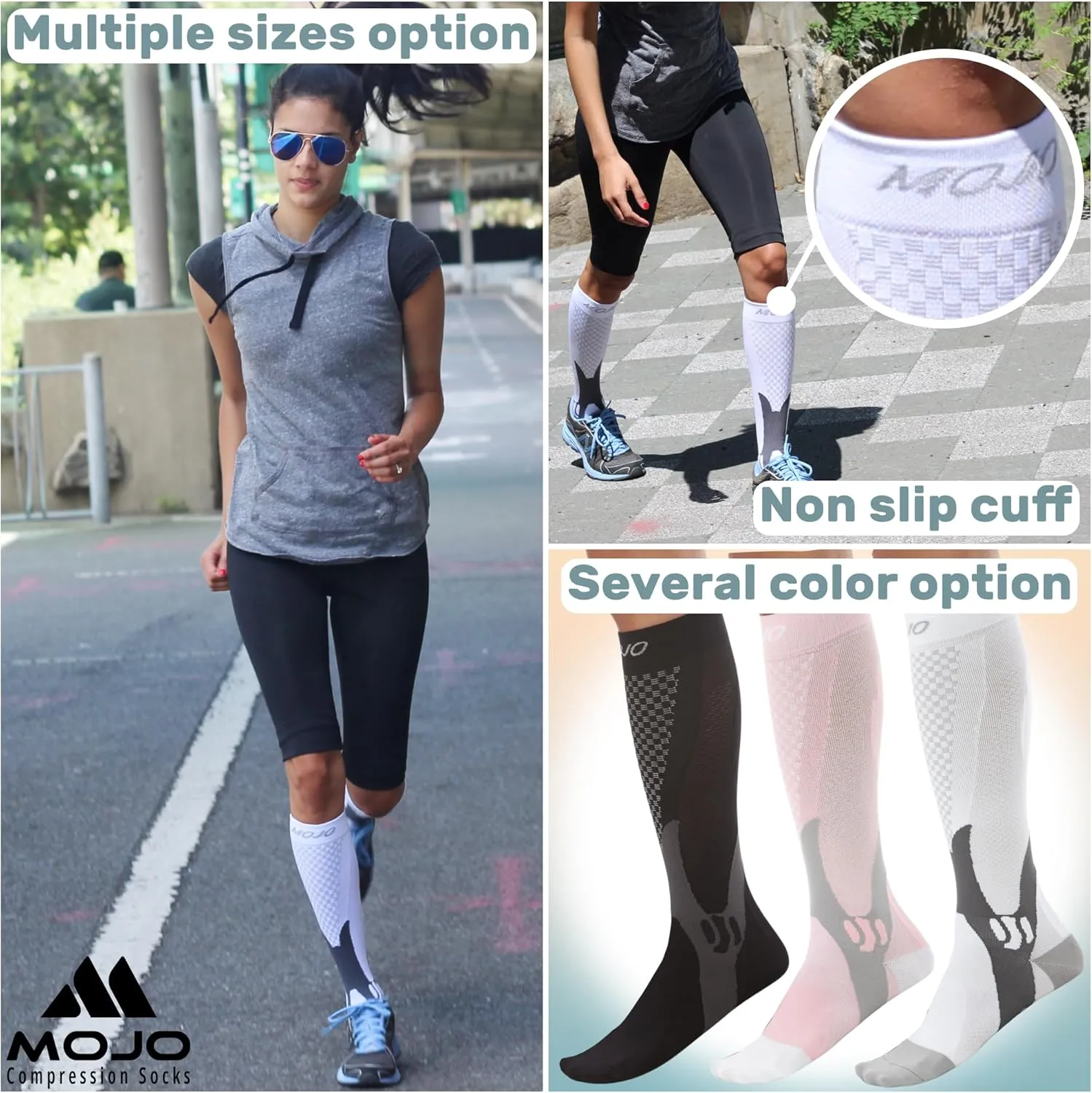 Mojo Compression Socks for Women and Men 20-30mmHg Knee High, A602