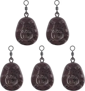 OROOTL Carp Fishing Weights Sinkers, 5pcs Carp Weight with Rolling Swivels Coated Tapered Flat Pear Fishing Sinkers with Swivels Carp Fishing Tackle