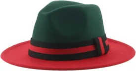 Patchwork Hat for Men Panamas Dress Formal Wedding Cap Women Fedora Hats Sombreros Dark EN8 red 56-58cm(Adults)