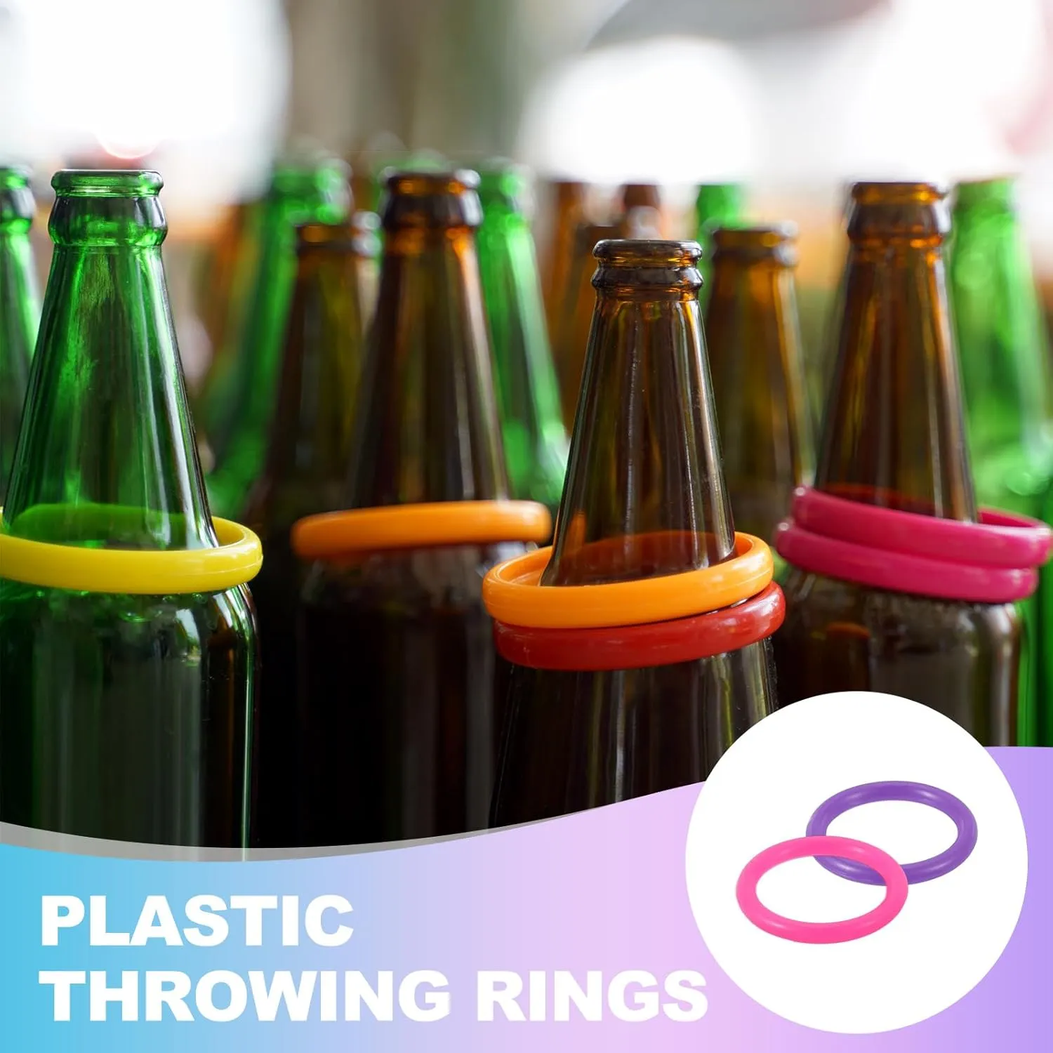 PATIKIL Plastic Ring-Toss Rings for Bottles, Carnival Rings Plastic Hoop for Speed and Agility Practice Outdoor Party Favor