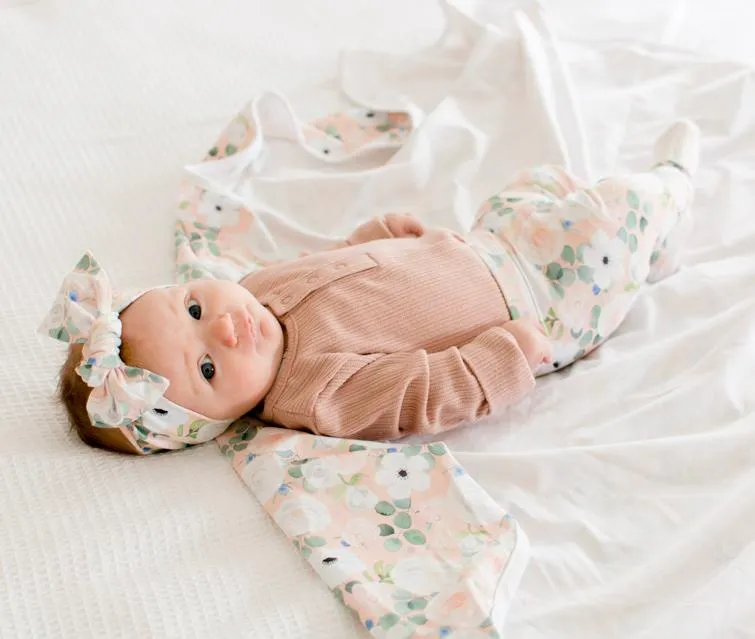 Peach Peony Bow Knot Headband