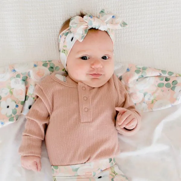 Peach Peony Bow Knot Headband