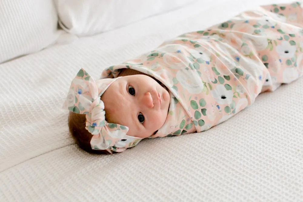 Peach Peony Bow Knot Headband
